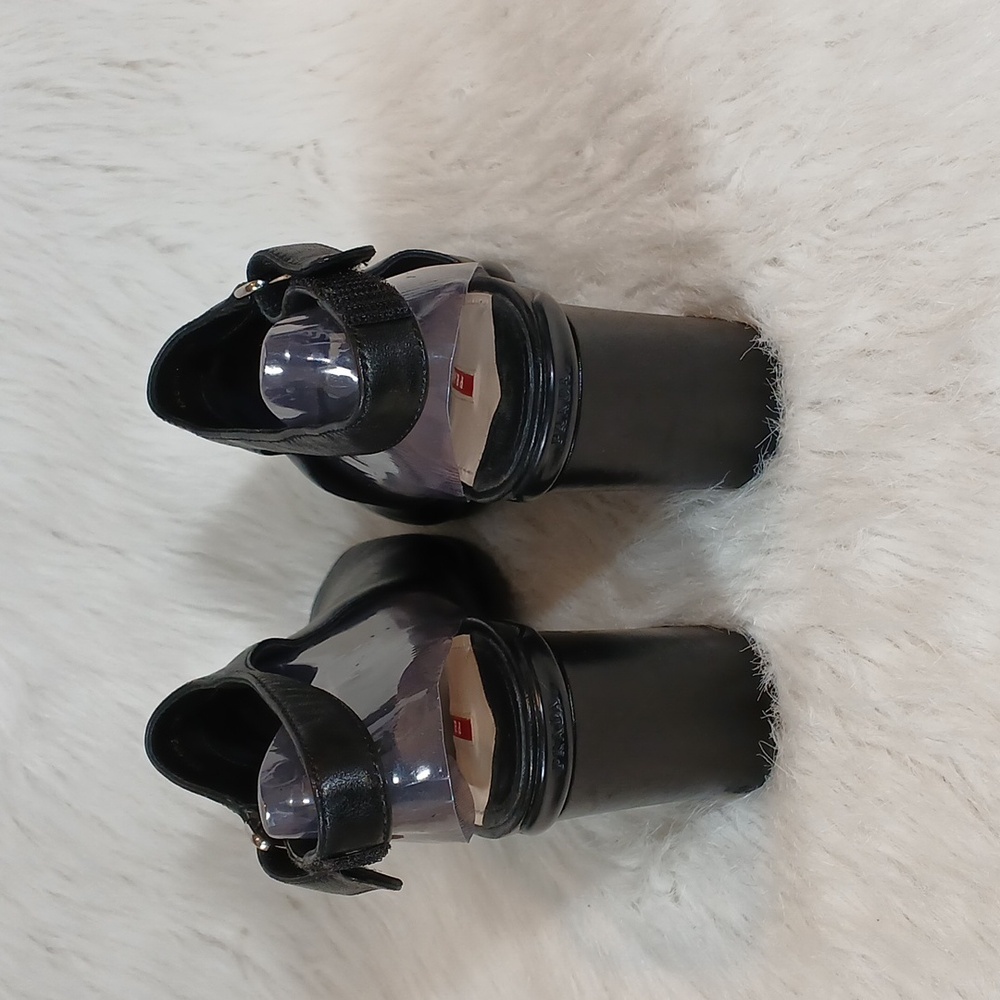 Prada Linea Rossa Nappa Black Peep Toe Heels Sz 38 - Picture 5 of 16